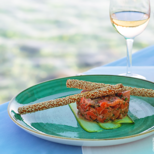 A plate of salmon tartar