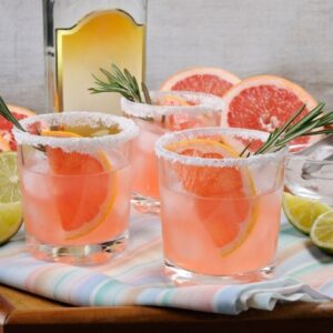 Glasses with Orange Mojito at Chill out bar in Ierapetra