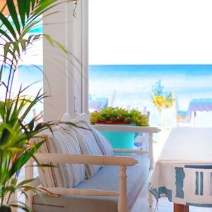 Sofa at Zorbas Seaside Restaurant in Crete